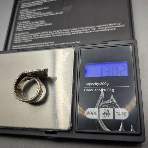 Antique 1908 Sterling Silver Spoon Ring Size 6 Floral 13.02g Flatware Jewelry - Picture 10 of 11